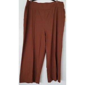 NWT Kiyonna Size 2X (18-20) Rust/Brown, Wide Leg, Polished Ponte Pants
